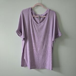 Honeyme Lilac Short Sleeve V-Neck Top
